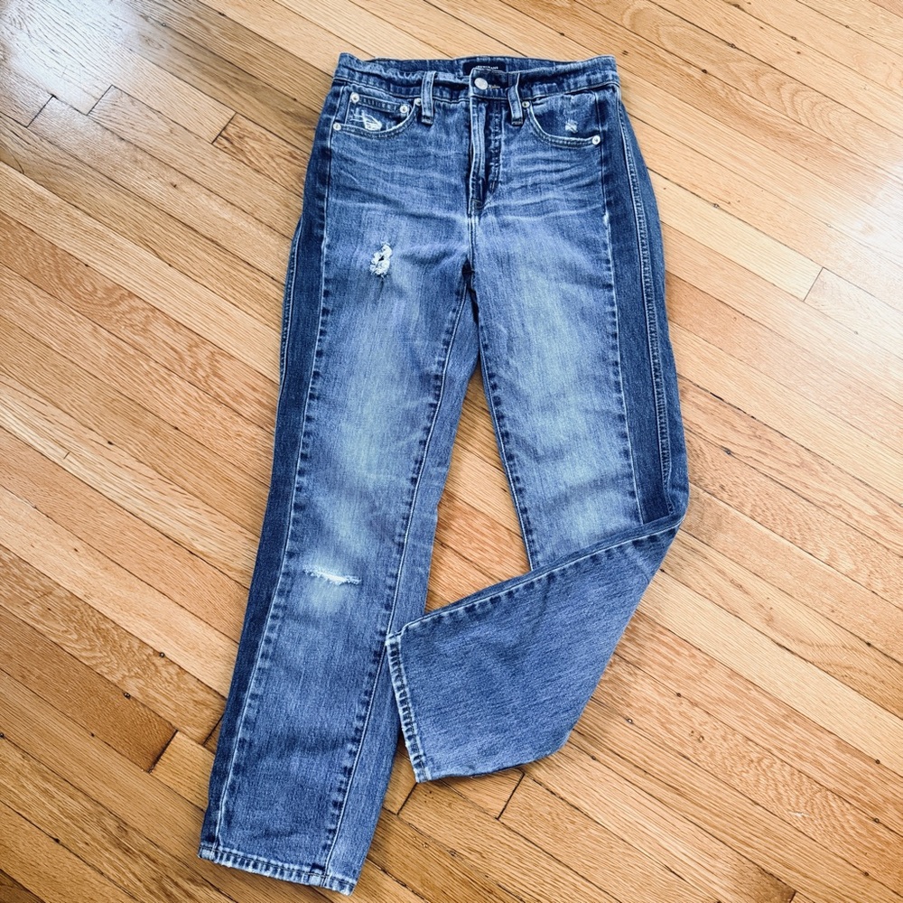 J.Crew Vantage Two-Tone Side-Panel Straight Jeans J7283 Size 25